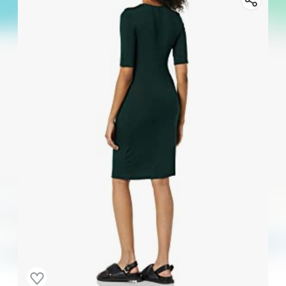 Daily Ritual Jersey Ruched Front Half-Sleeve Dress in Dark Green Size XXL - Picture 2 of 9